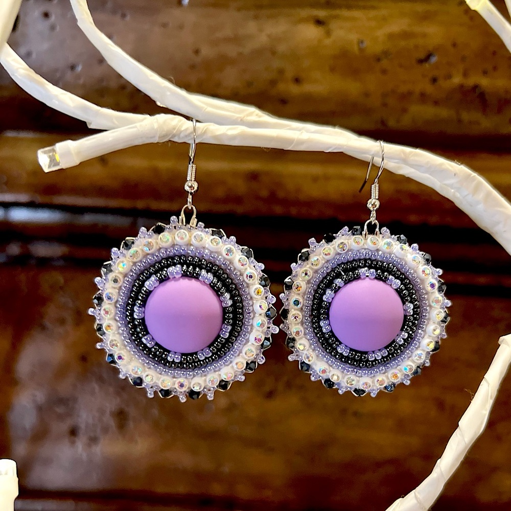 Handmade Flat Stitch Beaded Earrings